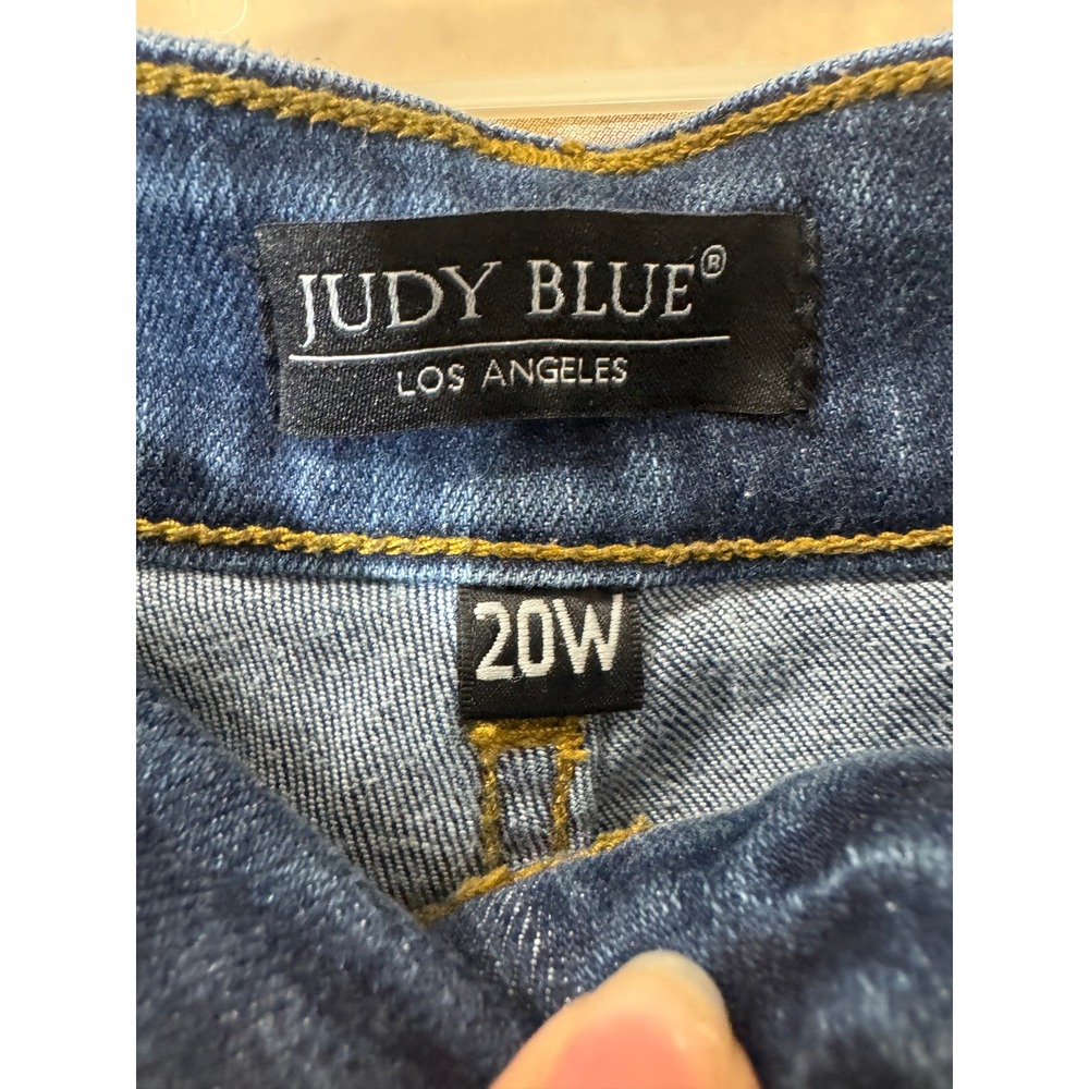 Judy Blue Jeans 20 Skinny Fit Distressed Frayed Hem Jeans Dark Wash 20W Edgy - Picture 3 of 5